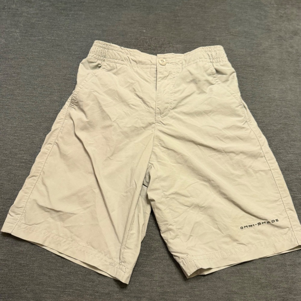 Columbia PFG Omni-Shade Kids Shorts Tan‎ Nylon Fishing Hiking XB0078 Size XS 6/7